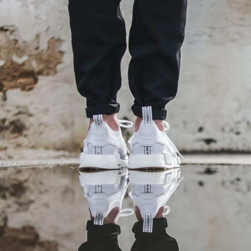 adidas NMD_R1 Primeknit Footwear White-Gum — UK 3.5 | EU 36 | US 4 — Back View