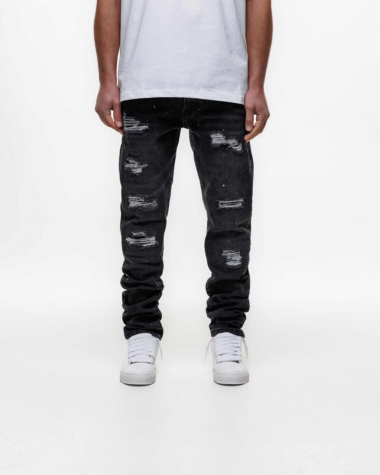 Magiri Noir Ripped Slim Jeans 'Black' — Black — Size 28 — Top View