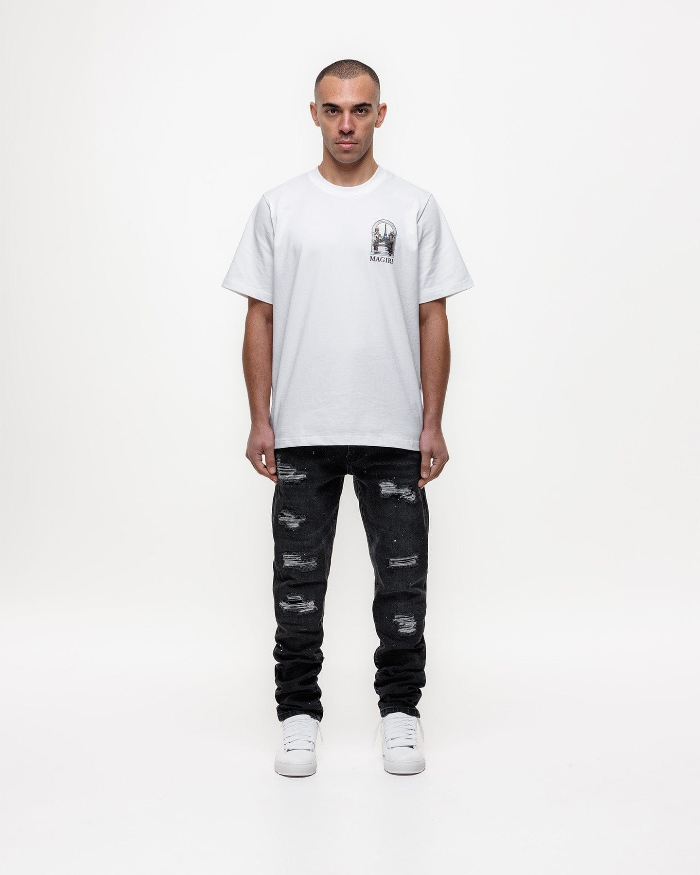 Magiri Noir Ripped Slim Jeans 'Black' — Black — Size 28 — Back View