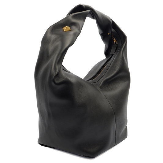 Valentino Tote Rockstud Hobo in Black, Calfskin — Side View