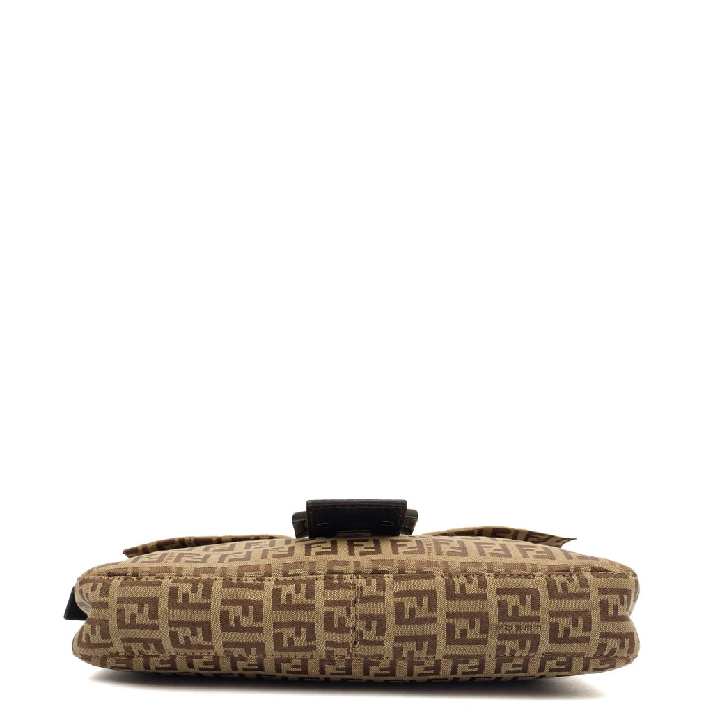 Fendi Shoulder Bag Baguette in Zucca FF, Canvas — Top View