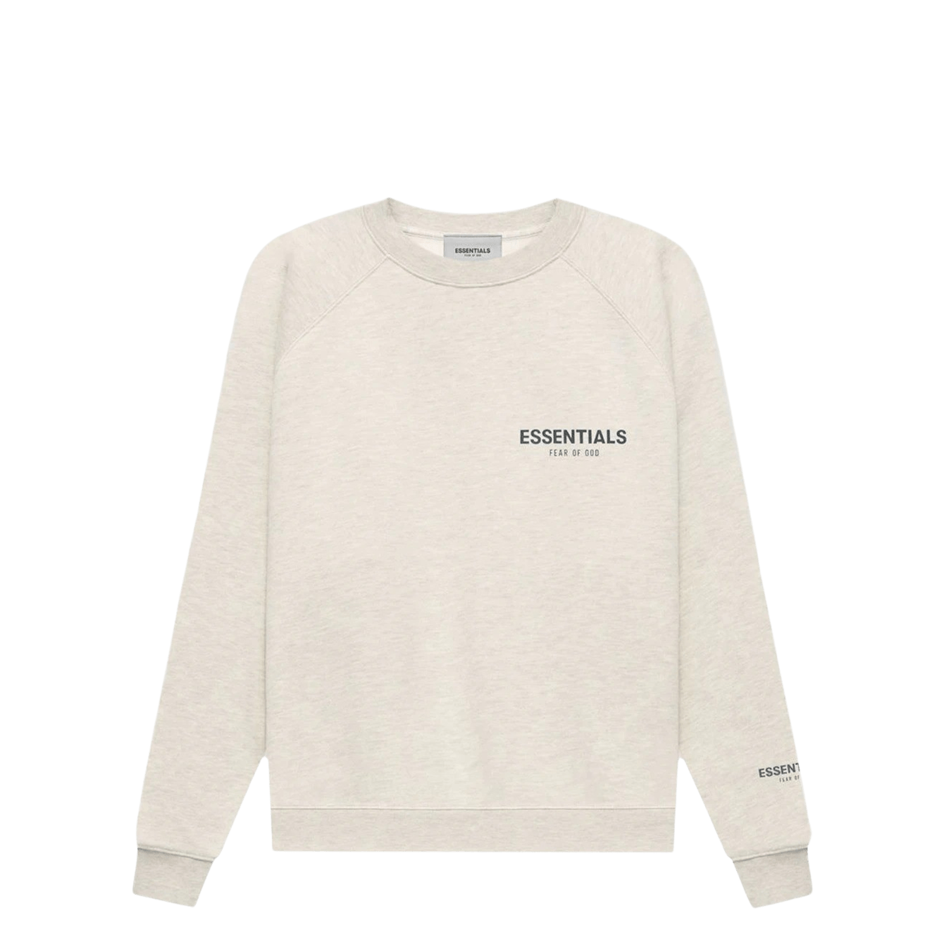 Fear of God Essentials Core Collection Pullover Crewneck Light Heather Oatmeal — XXS — Front View