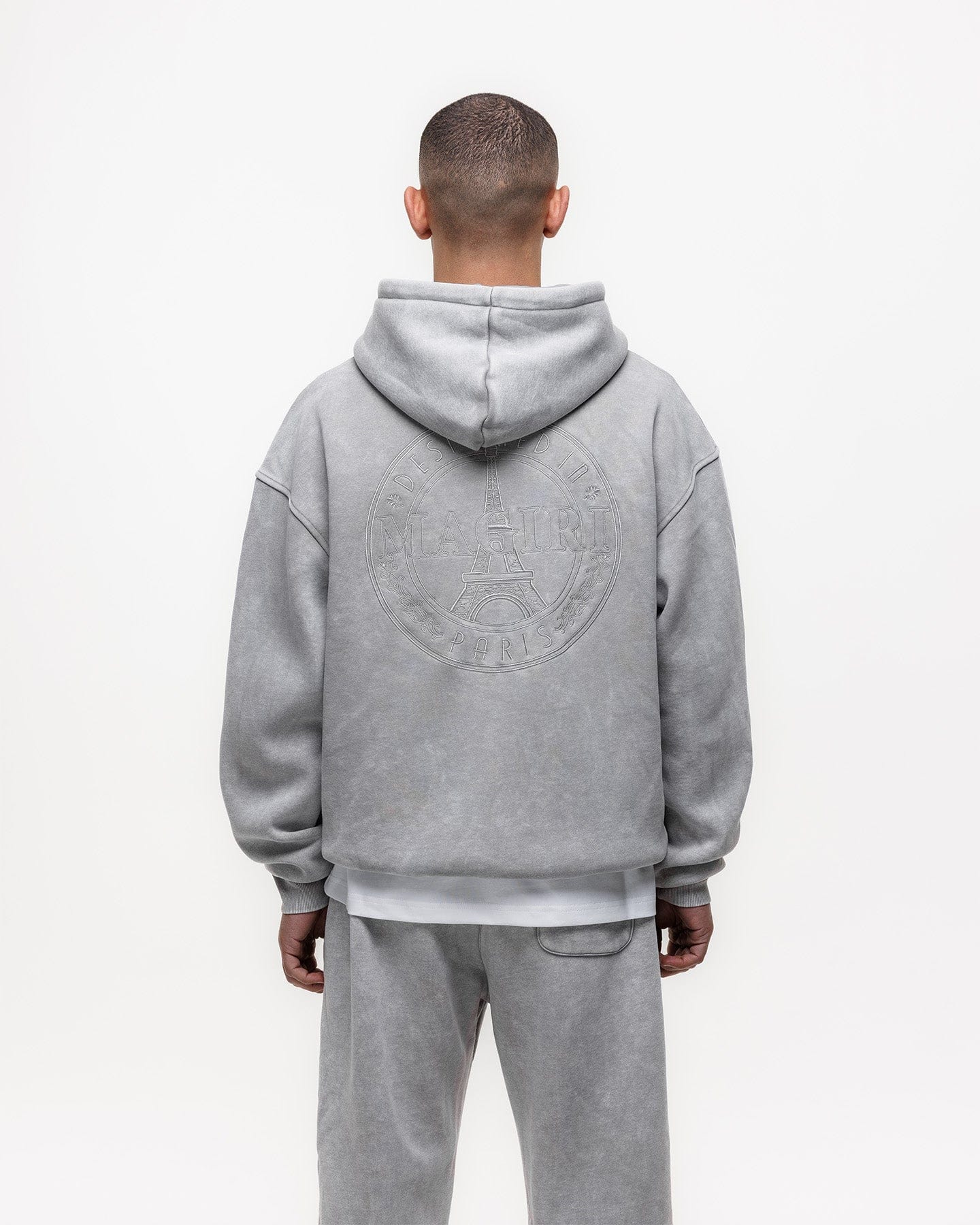 Magiri Embroidered Acid Wash Hoodie 'Washed Oatmeal' — Washed Oatmeal — Size S — Detail View