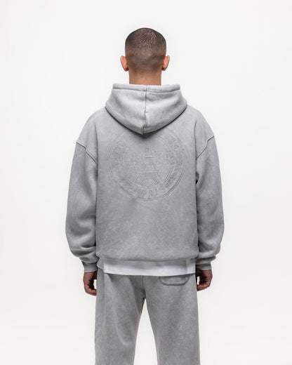 Magiri Embroidered Acid Wash Hoodie 'Washed Oatmeal' — Washed Oatmeal — Size S — Detail View