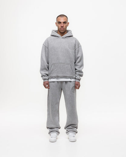 Magiri Embroidered Acid Wash Hoodie 'Washed Oatmeal' — Washed Oatmeal — Size S — Back View