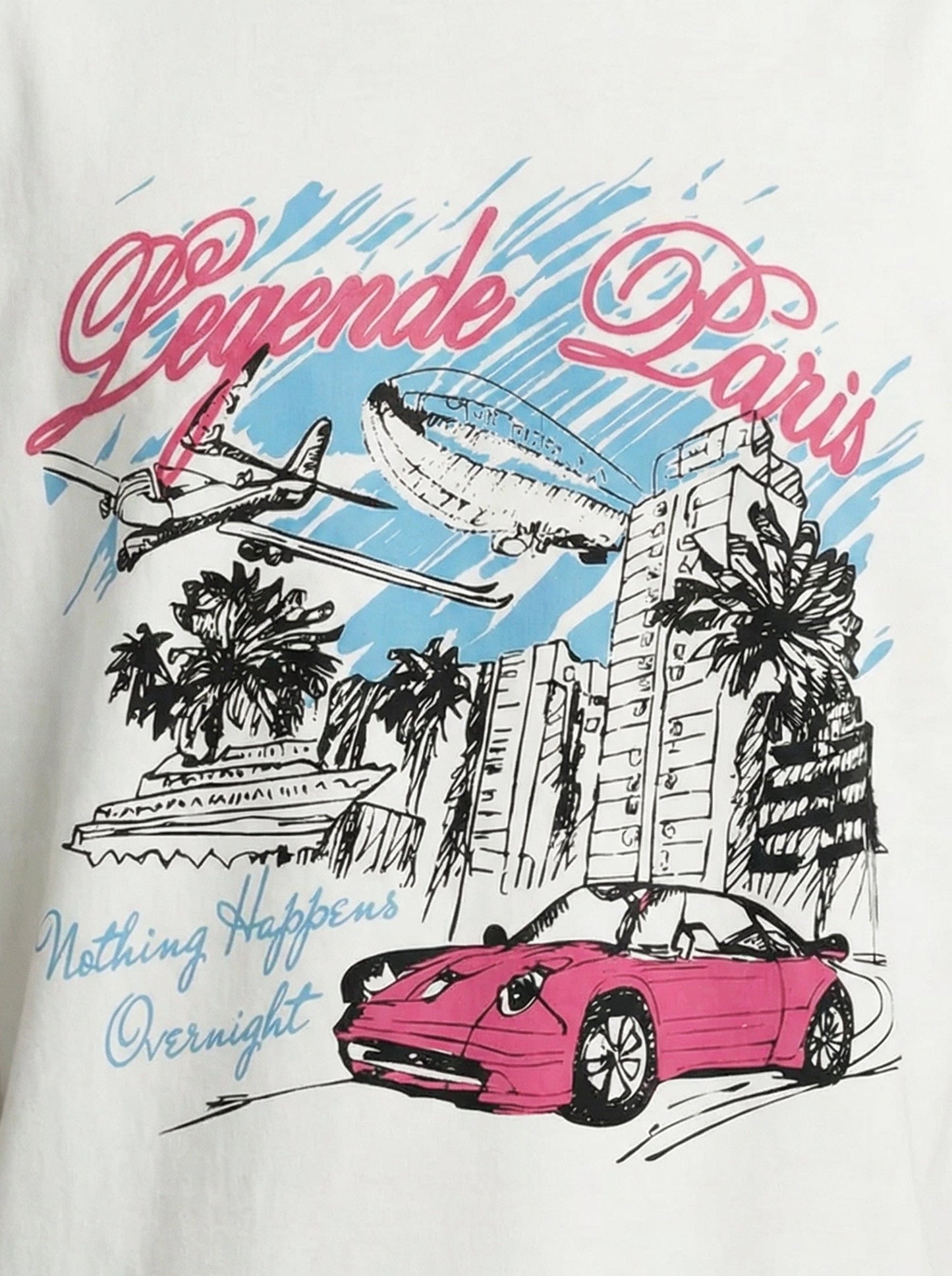 Legende Paris OVERNIGHT SKETCH T-SHIRT - WHITE — XS — Side View