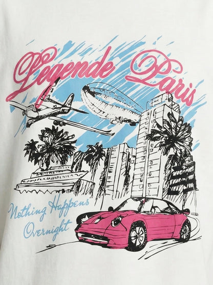 Legende Paris OVERNIGHT SKETCH T-SHIRT - WHITE — XS — Side View