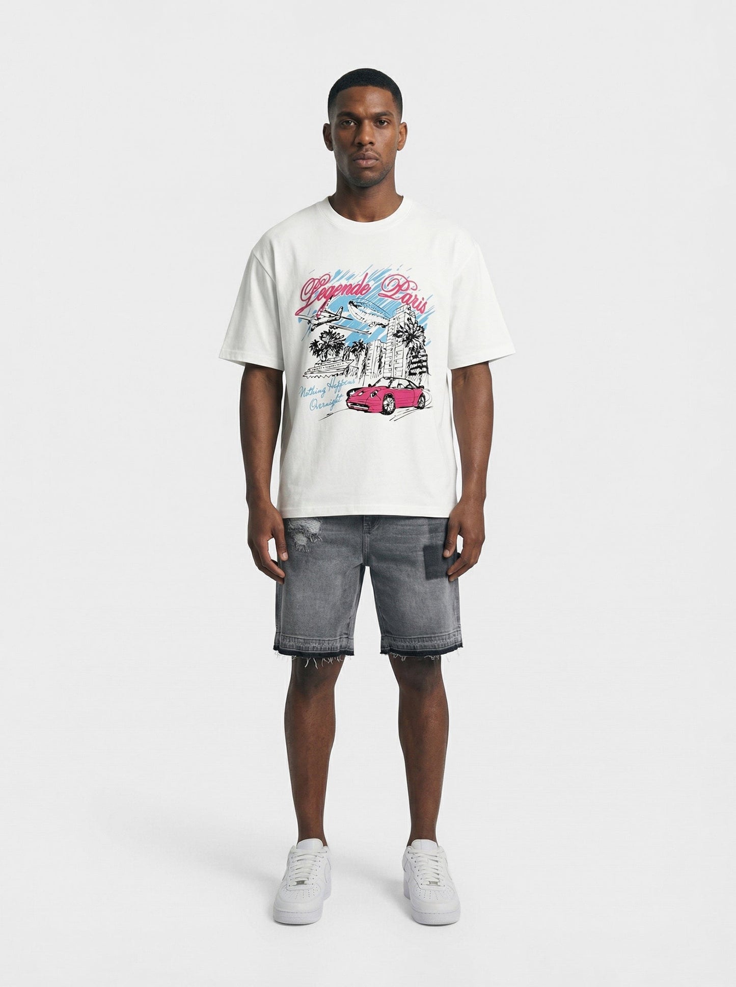Legende Paris OVERNIGHT SKETCH T-SHIRT - WHITE — XS — Back View
