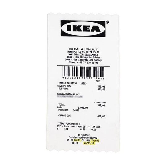 Virgil Abloh x IKEA MARKERAD "RECIEPT" Rug White/Black — Front View