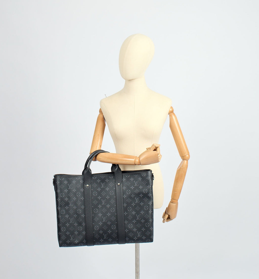 Louis Vuitton Tote Sac Plat 24H Tote in Monogram Eclipse, Canvas — Side View