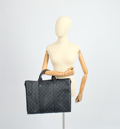 Louis Vuitton Tote Sac Plat 24H Tote in Monogram Eclipse, Canvas — Side View