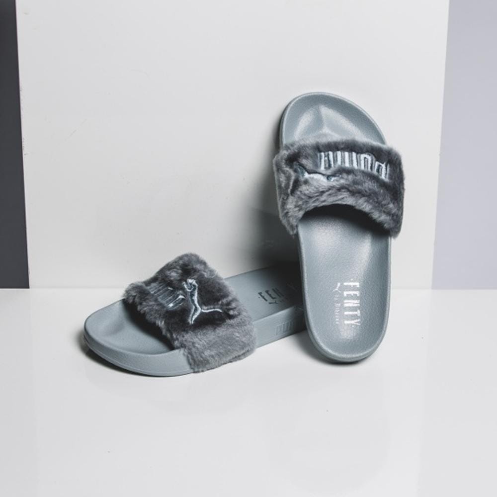 Puma Leadcat Fenty Fur Slide Quarry by Rihanna — UK 3 | EU 35.5 | US 5.5 — Back View