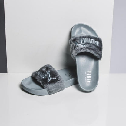Puma Leadcat Fenty Fur Slide Quarry by Rihanna — UK 3 | EU 35.5 | US 5.5 — Back View