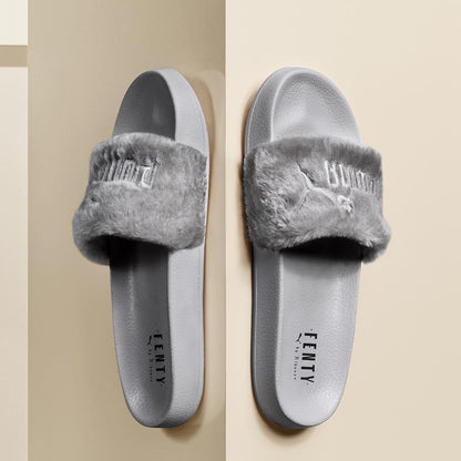 Puma Leadcat Fenty Fur Slide Quarry by Rihanna — UK 3 | EU 35.5 | US 5.5 — Side View