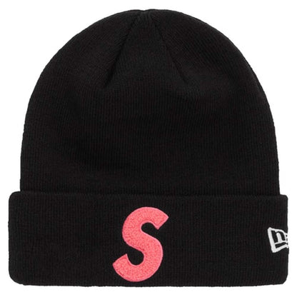 Supreme New Era S Logo Beanie (FW 19) Black — Front View