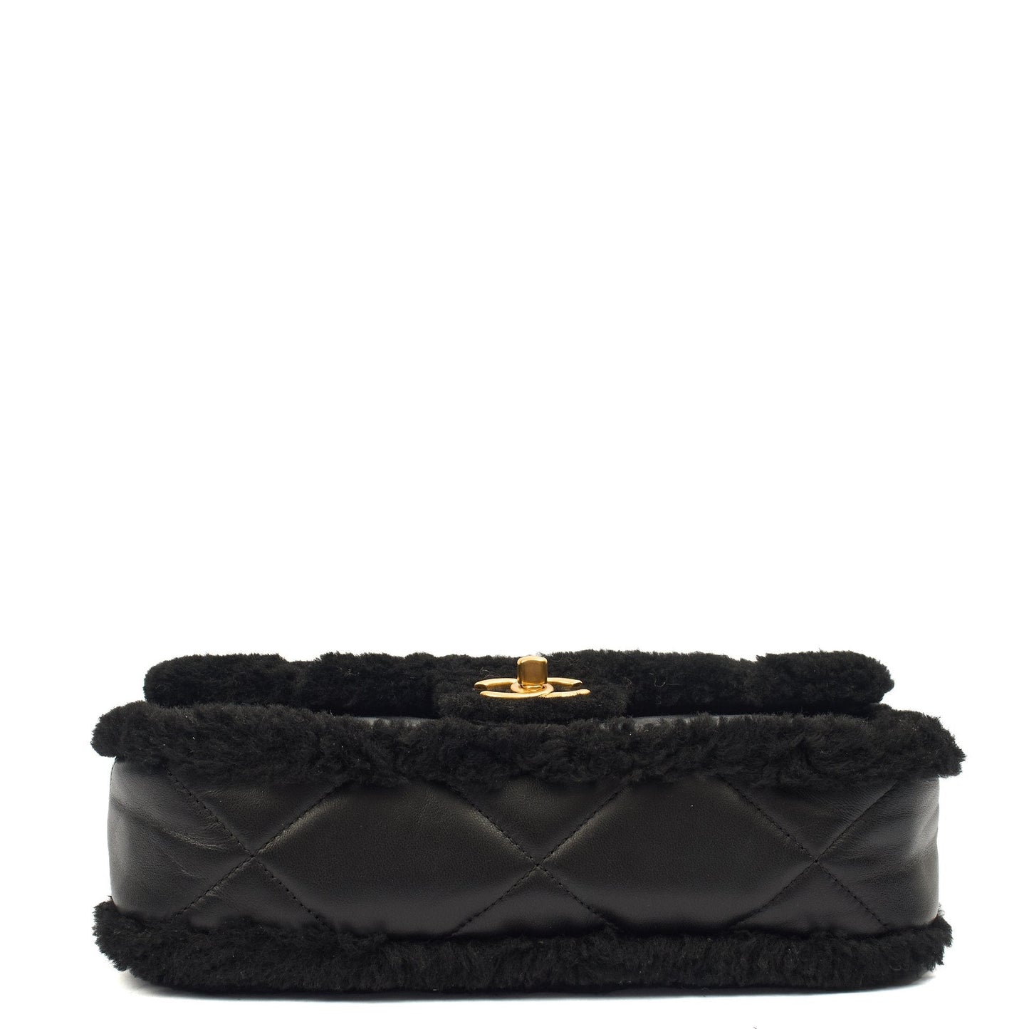Chanel Shoulder Bag Flap Bag in Black, Canvas — Top View