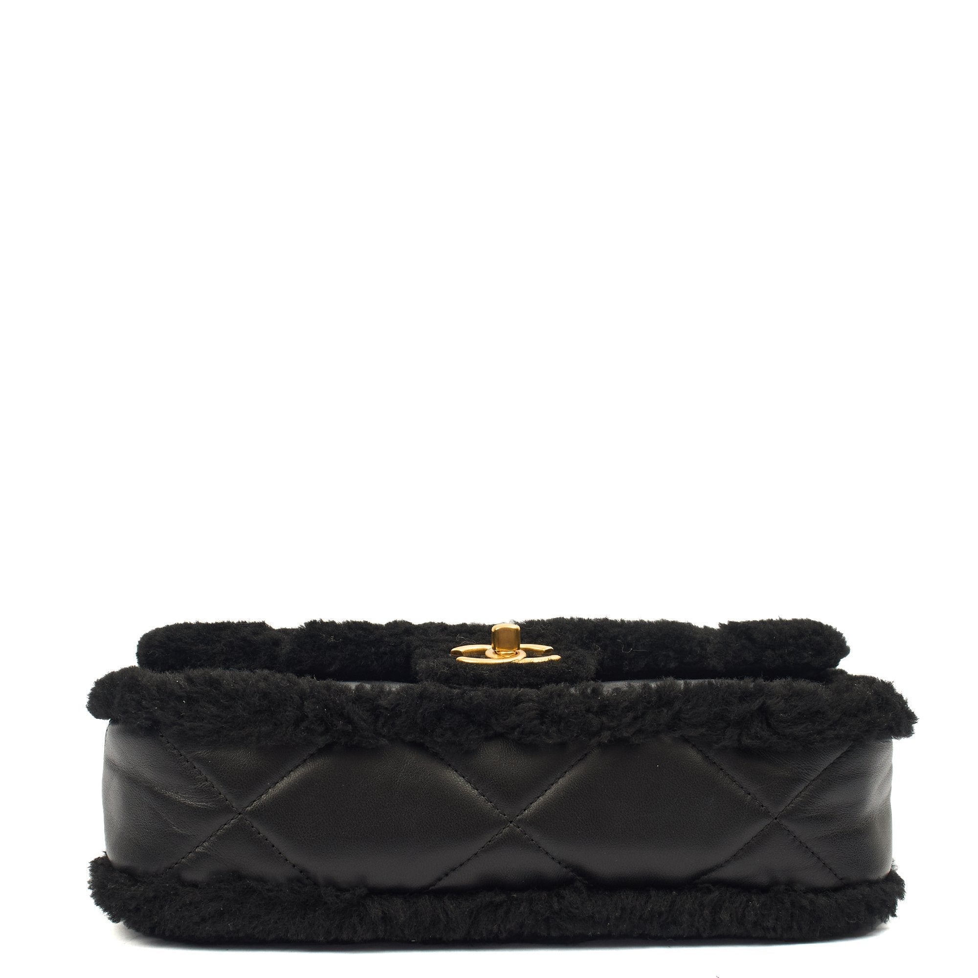 Chanel Shoulder Bag Flap Bag in Black, Canvas — Top View