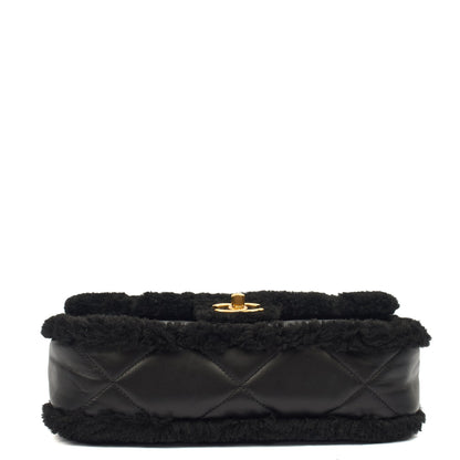 Chanel Shoulder Bag Flap Bag in Black, Canvas — Top View
