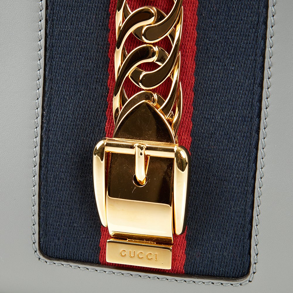 Gucci Tote Sylvie Top Handle Bag in Dusty Grey, Leather — Alternate View 7