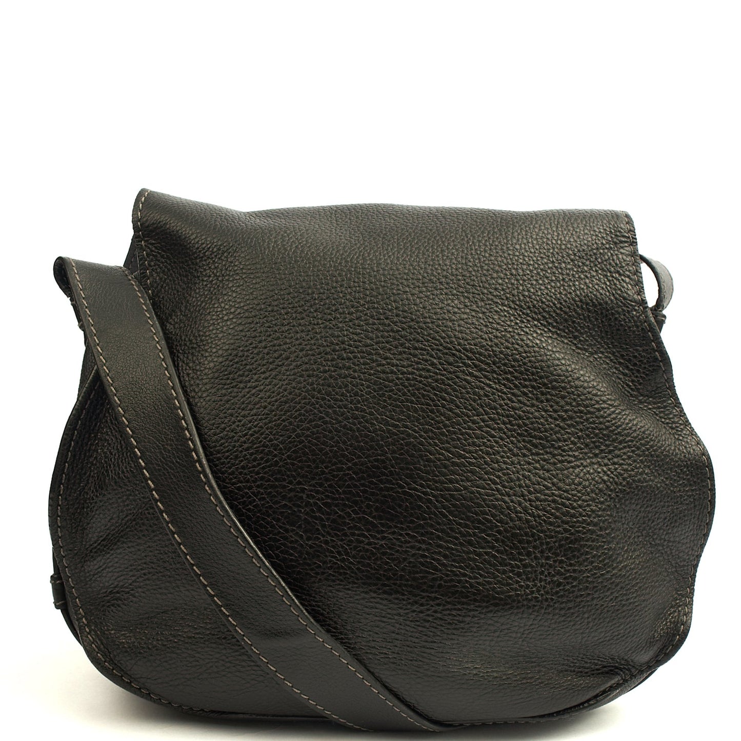 Chloe Cross Body Marcie Satchel in Black, Calfskin Leather — Back View
