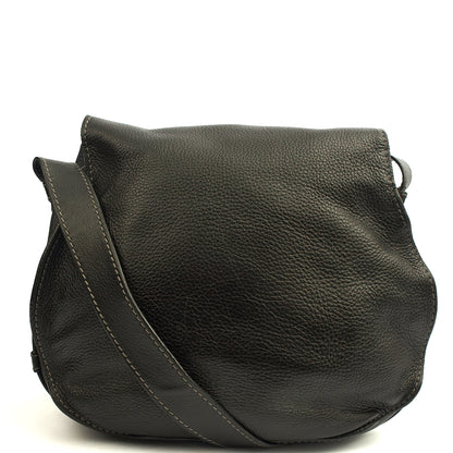 Chloe Cross Body Marcie Satchel in Black, Calfskin Leather — Back View