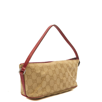 Gucci Shoulder Bag Boat Pochette in GG Supreme, Fabric — Side View