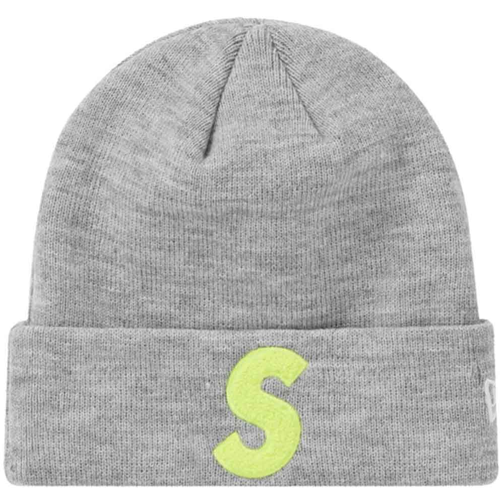 Supreme New Era S Logo Beanie (FW 19) Heather Grey — Front View