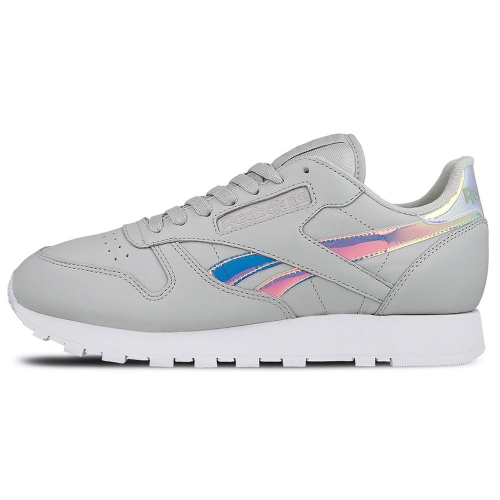 Reebok Classic Leather Iridescent Skull Grey-White — UK 2.5 | EU 34 | US 3.5 — Front View
