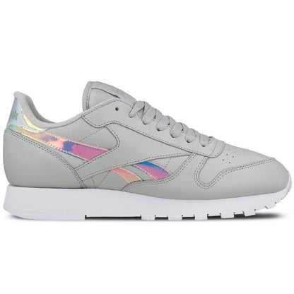 Reebok Classic Leather Iridescent Skull Grey-White — UK 2.5 | EU 34 | US 3.5 — Detail View