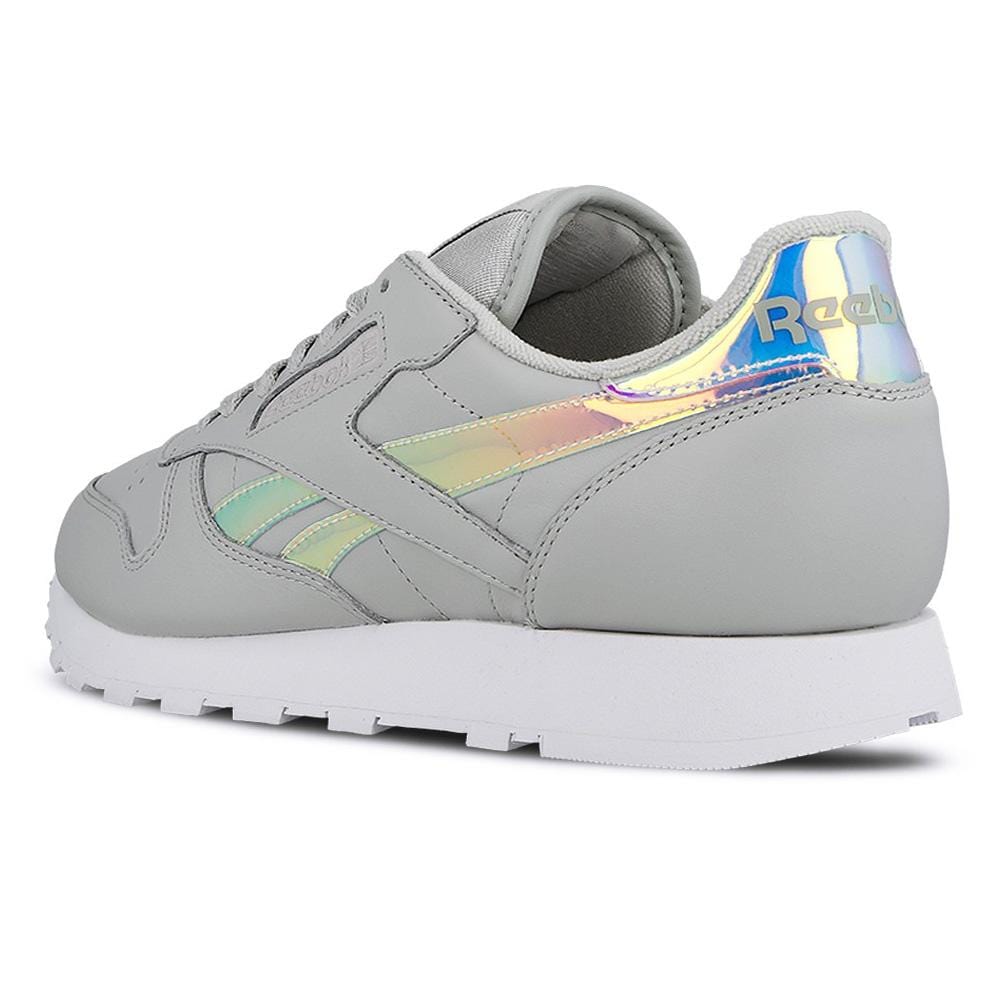 Reebok Classic Leather Iridescent Skull Grey-White — UK 2.5 | EU 34 | US 3.5 — Top View