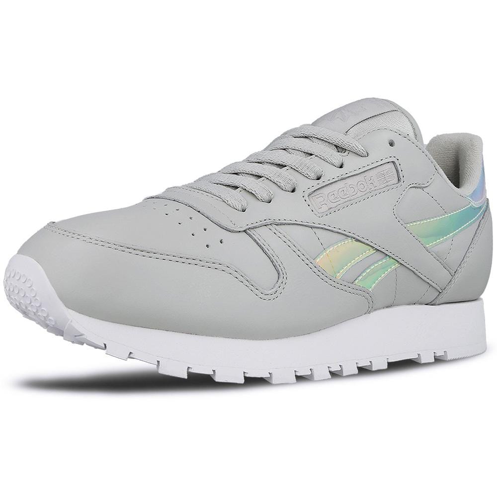 Reebok Classic Leather Iridescent Skull Grey-White — UK 2.5 | EU 34 | US 3.5 — Back View