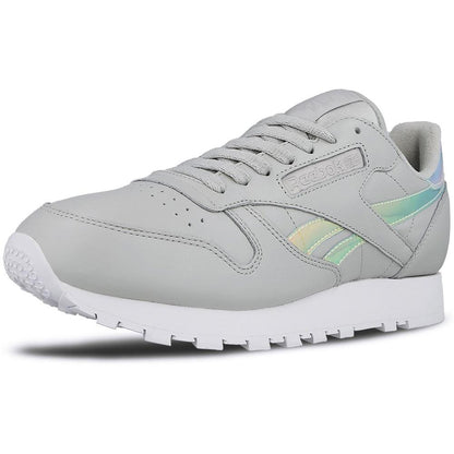 Reebok Classic Leather Iridescent Skull Grey-White — UK 2.5 | EU 34 | US 3.5 — Back View
