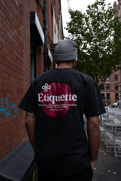 Etiquette Justin Tee 'Black' — Faded Black — Size S — Back View