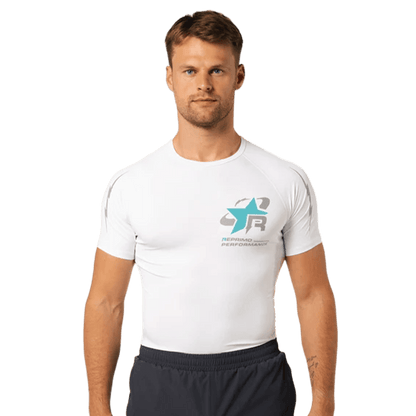 Reprimo RP Base Layer Tee 'White Cyan' — XXS — Front View