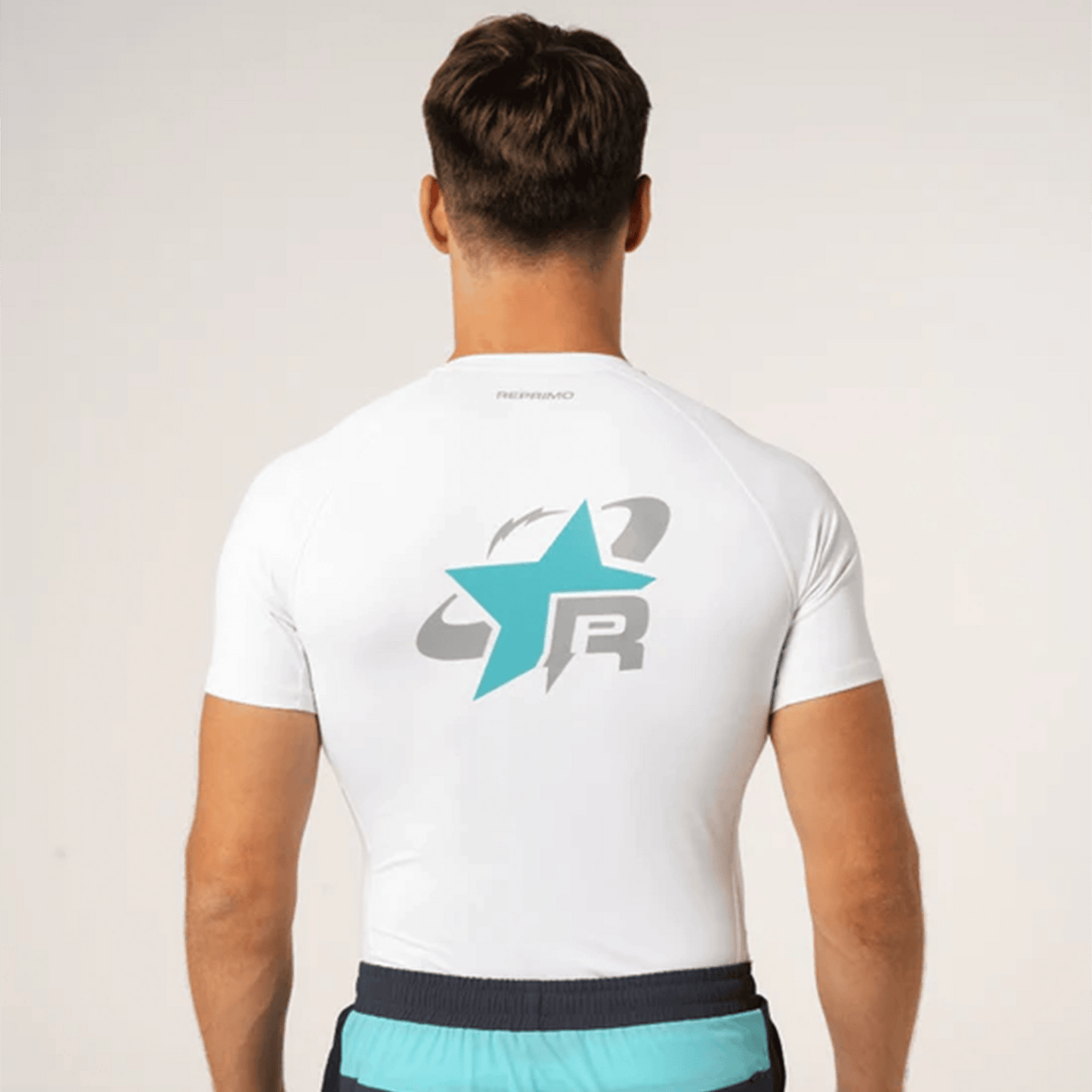 Reprimo RP Base Layer Tee 'White Cyan' — XXS — Side View