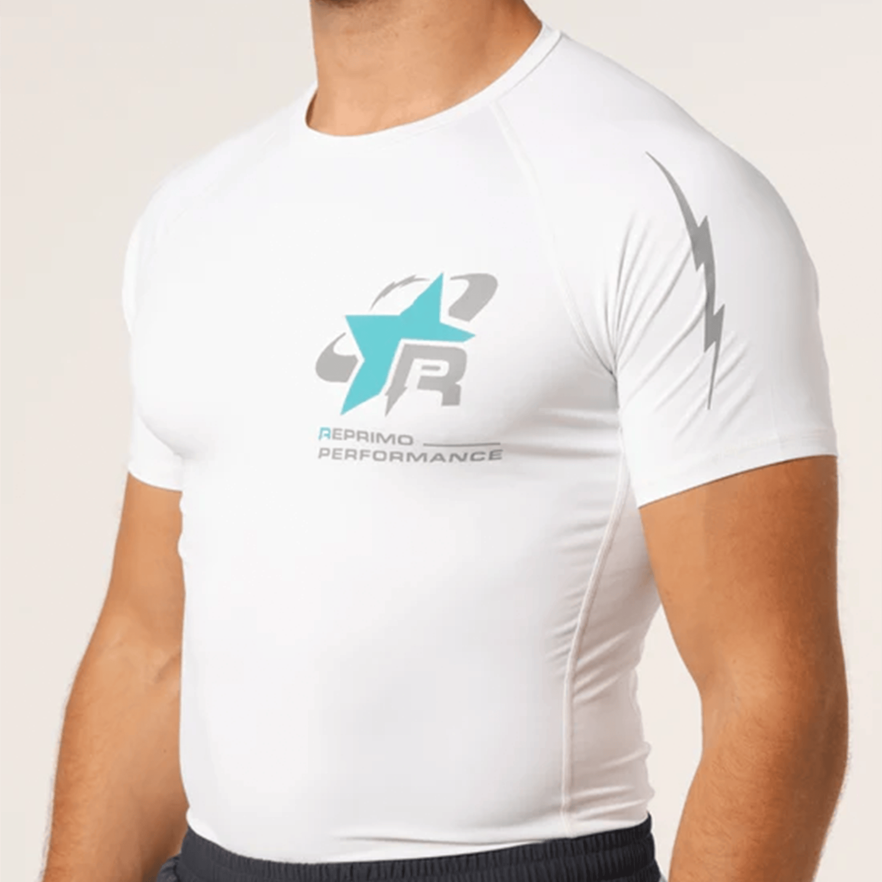 Reprimo RP Base Layer Tee 'White Cyan' — XXS — Back View