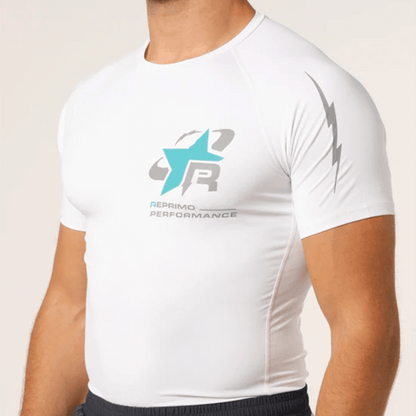 Reprimo RP Base Layer Tee 'White Cyan' — XXS — Back View