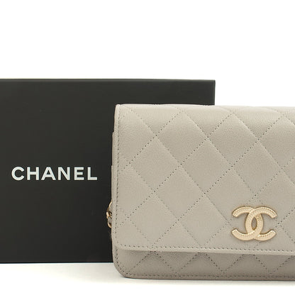 Chanel Cross Body Wallet on Chain in Grey, Caviar Leather (GHW) — Lifestyle View