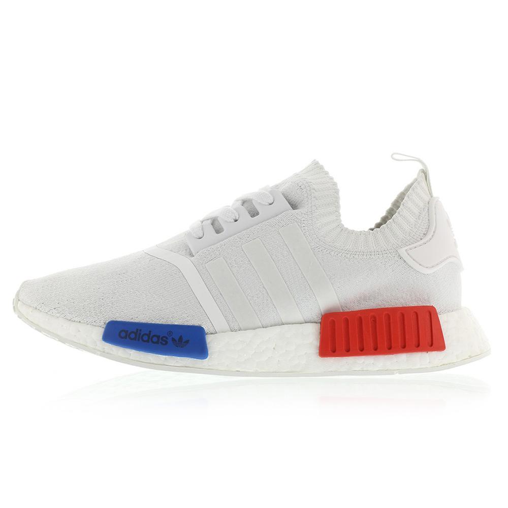 Adidas NMD_R1 Primeknit Vintage White-Lush Red — UK 3.5 | EU 36 | US 4 — Front View