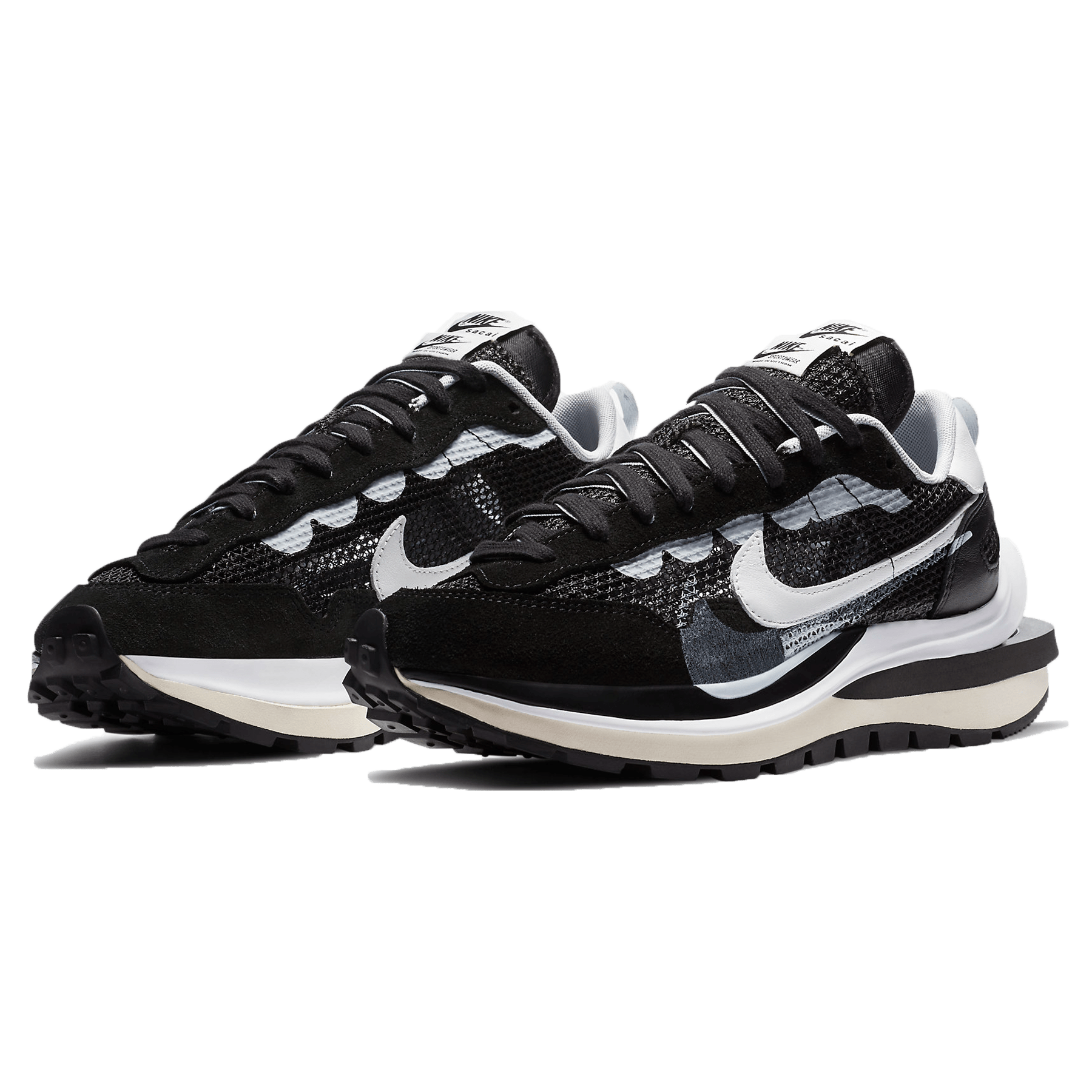 sacai x Nike VaporWaffle 'Black White' — UK 3 | EU 35.5 | US 3.5 — Side View
