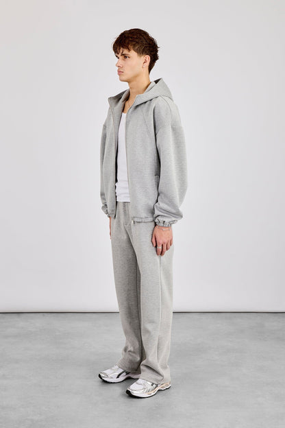 Cernucci Zip Hooded Panelled Scuba Jacket & Relaxed Scuba Trouser - Grey — S — Size S — Side View