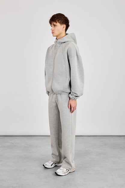 Cernucci Zip Hooded Panelled Scuba Jacket & Relaxed Scuba Trouser - Grey — S — Size S — Top View