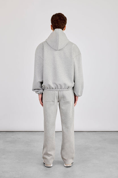 Cernucci Zip Hooded Panelled Scuba Jacket & Relaxed Scuba Trouser - Grey — S — Size S — Back View