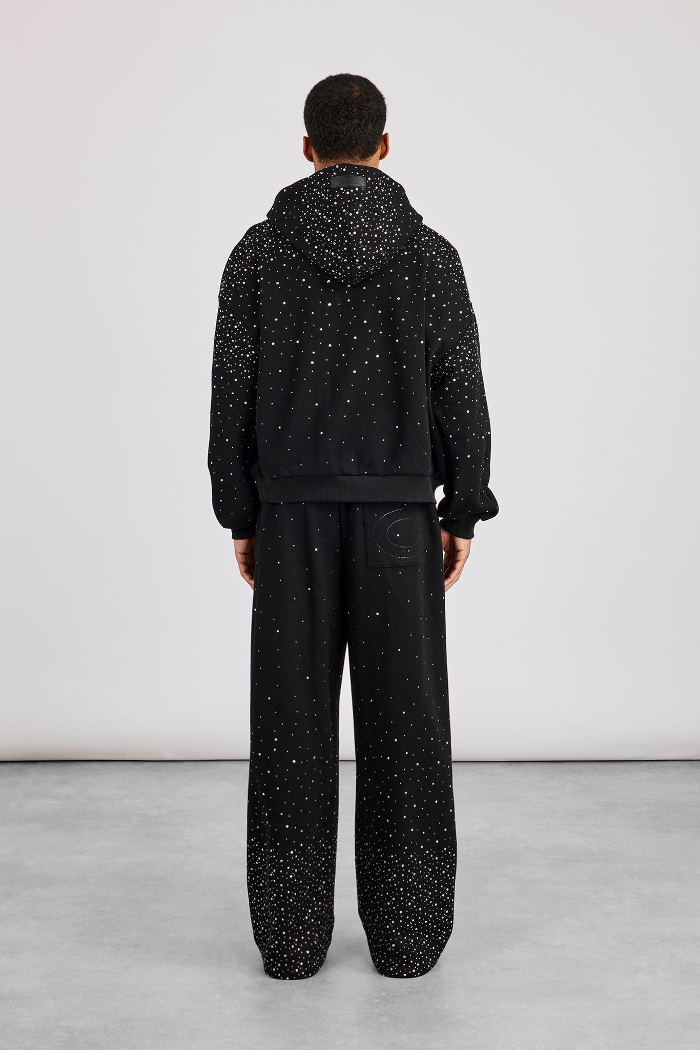 Cernucci Rhinestone Zip Through Tracksuit - Black — S — Size S — Top View
