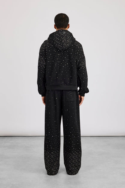 Cernucci Rhinestone Zip Through Tracksuit - Black — S — Size S — Top View