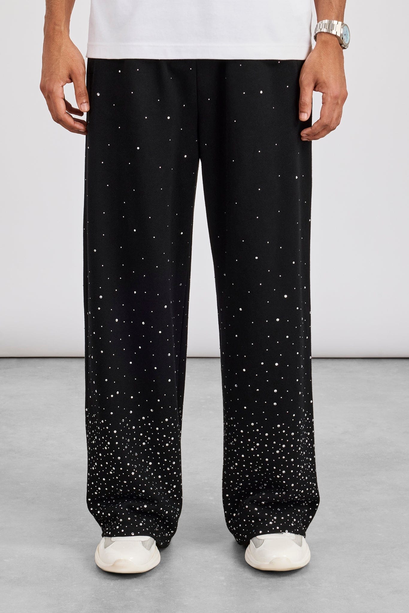 Cernucci Rhinestone Baggy Jogger - Black — S — Back View