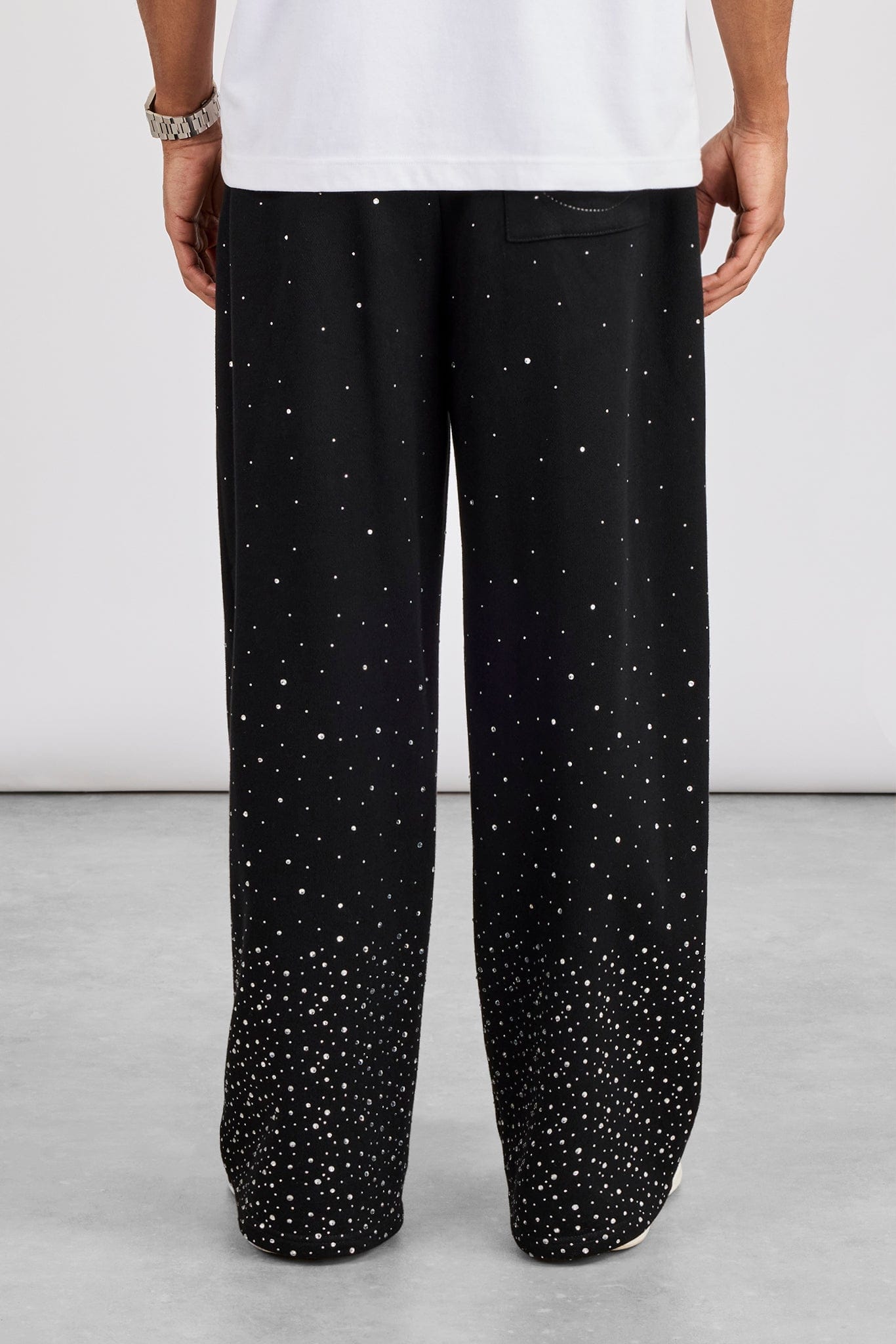 Cernucci Rhinestone Baggy Jogger - Black — S — Top View