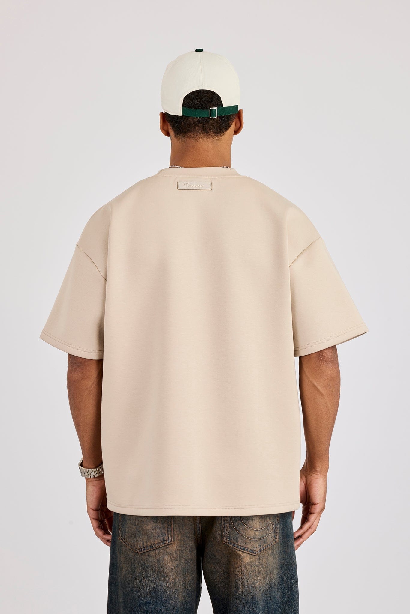 Cernucci Scuba Oversized T-Shirt - Stone — S — Back View