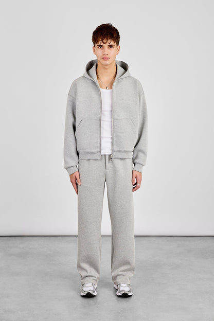 Cernucci Scuba Zip Through Boxy Hoodie & Relaxed Scuba Trouser - Grey — S — Size S — Top View