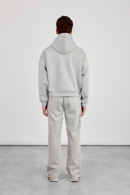 Cernucci Scuba Zip Through Boxy Hoodie & Relaxed Scuba Trouser - Grey — S — Size S — Back View